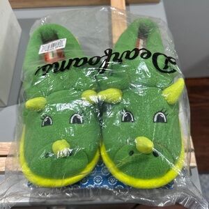 Dearfoams Memory Foam Dinosaur Green Slippers Size US 4/5 NEW!